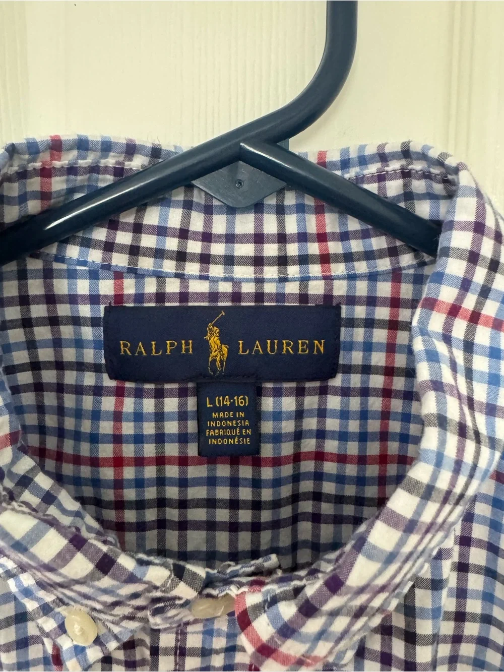 Ralph Lauren Blue & Red Plaid Button-Down Shirt
